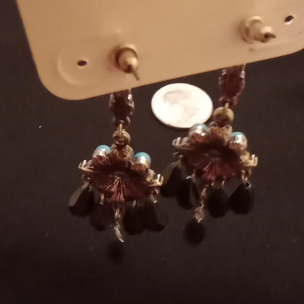 New charming charlie blue , black & clear post dangle earrings - Picture 5 of 6